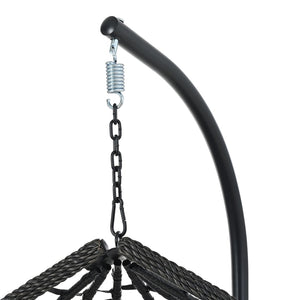 English Elm U_style Wicker Hanging Egg Chair with Stand Foldable Indoor Outdoor Swing Seat Black+ Gray N711P389502E