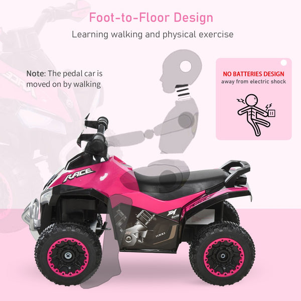 English Elm Aosom Toddler Foot Powered Ride on Atv Toy with Led Lights and Built in Music W2225P217968