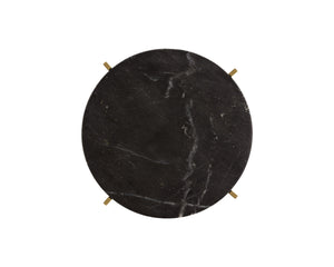 Sunpan Anak End Table – Rustic Elegance with Antique Brass Frame and Unique Natural Marble Top Design Black