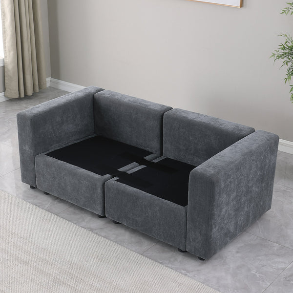 English Elm Modular Chenille Grey Sectional Sofa Set - Flexible 6-Piece Design For Modern Living Spaces & Comfort W1123S00014