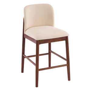 English Elm Lois Rubberwood Counter Stools Set of 2 Beige Upholstered Seats Walnut Frame N775P369557D
