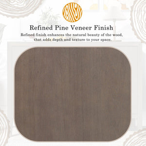 English Elm U_style Farmhouse Pine Veneer Buffet Cabinet with Double Doors for Kitchen or Entryway Brown N711P410389D