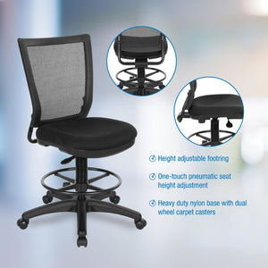 OSP Home Furnishings Soft Frame Drafting Chair with Mesh Back Plush Seat and Pneumatic Height Adjustment 69330-30