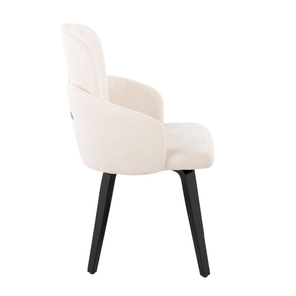 English Elm Dahlia Contemporary Dining Chair Set Of 2 In Black Wood & Cream Fabric With Chrome Accent Elegance B202S01207