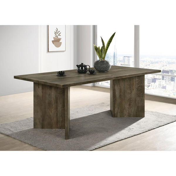 English Elm Roman Mango Brown Rectangular Dining Table with V-Leg Braces, Mango Wood Grain, Rustic Modern 80" Long B062P358239