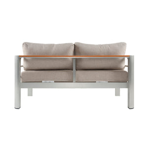 English Elm Christopher Knight Home® - Cora Outdoor Aluminum Loveseat - Lightweight, Stylish Silver Frame With Beige Cushion For Comfort N775P210696S