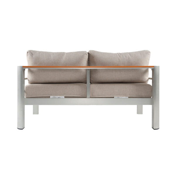 English Elm Christopher Knight Home® - Cora Outdoor Aluminum Loveseat - Lightweight, Stylish Silver Frame With Beige Cushion For Comfort N775P210696S