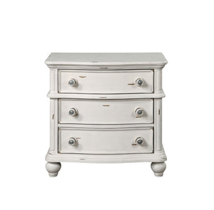 English Elm Antique Elegant 3-Drawer Nightstand with Dovetail Drawers, Felt-Lined Top, Full-Extension Glides Antique White B062P215405