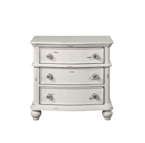 English Elm Antique Elegant 3-Drawer Nightstand with Dovetail Drawers, Felt-Lined Top, Full-Extension Glides Antique White B062P215405