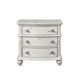 English Elm Antique White 3-Drawer Nightstand