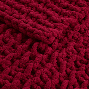 Madison Park Chenille Chunky Knit Casual Throw MP50-8237 Red