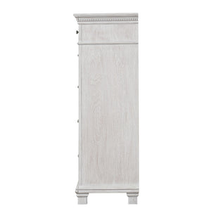 English Elm 1pc Chest Transitional Weathered Finish 5-Drawer Tall Dresser with Dentil Molding and Metal Knobs Grey Mix 39 L x 20 W x 51 H B2741P370388
