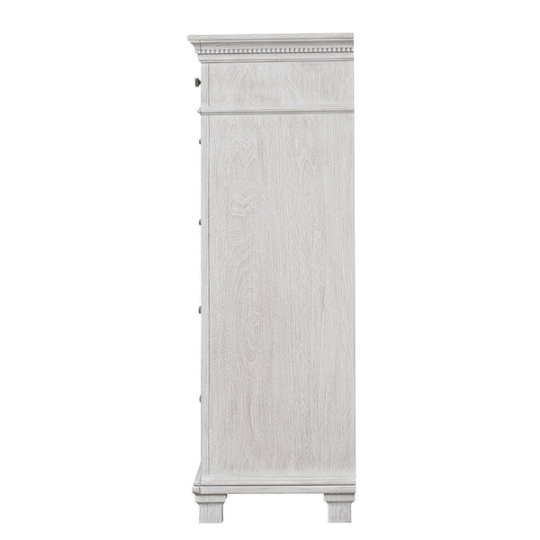 English Elm 1pc Chest Transitional Weathered Finish 5-Drawer Tall Dresser with Dentil Molding and Metal Knobs Grey Mix 39 L x 20 W x 51 H B2741P370388