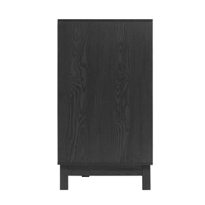English Elm Modern Fluted 6 Drawer Dresser with Solid Wood Legs Japandi Chest for Bedroom Carbon Black N739S0000015E