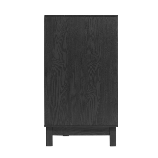 English Elm Modern Fluted 6 Drawer Dresser with Solid Wood Legs Japandi Chest for Bedroom Carbon Black N739S0000015E