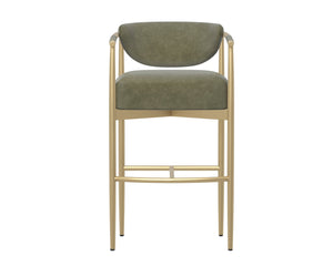 Sunpan HELOISE Barstool - Luxurious Ivanhoe Pine Faux Leather & Gold Stainless Steel Frame for Stylish Comfort 112662