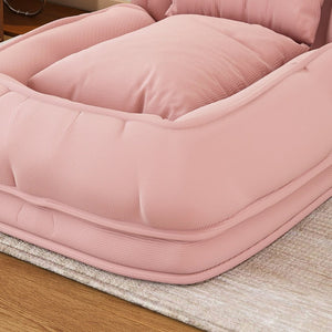 English Elm Upholstered Corduroy Floor Lounger Foldable Sofa Bed with 5 Reclining Positions Pink W2699P410741
