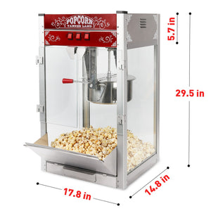 English Elm Commercial Popcorn Machine 16 Oz Steel Kettle Theater Style Countertop Popper 80 Cup Red W2841P218153