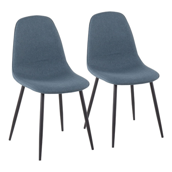English Elm Pebble Contemporary Dining Chairs Set Of 2 - Stylish Black Steel Frame & Cozy Blue Fabric Upholstery B202P223629-GIGA