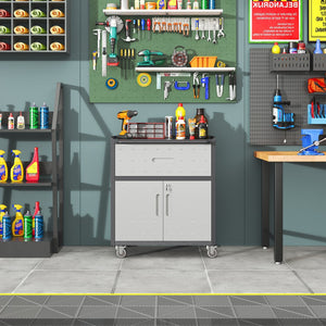 English Elm Sturdy Rolling Steel Garage Cabinet with Locking Doors One Drawer and Caster Wheels T2398P222833