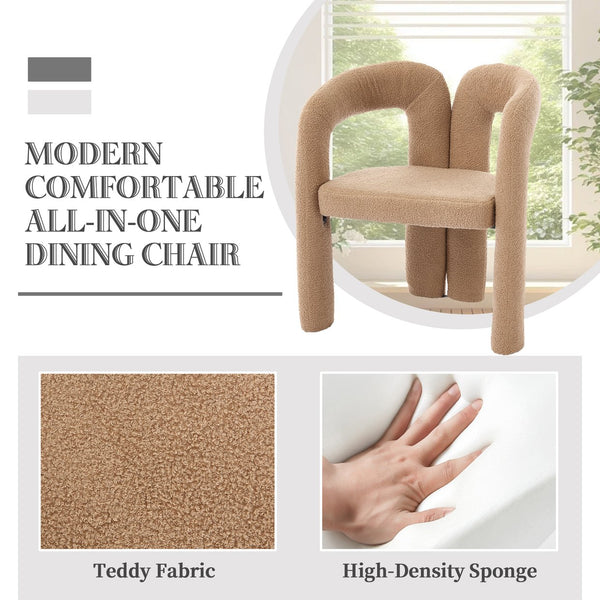 English Elm Contemporary Velvet Upholstered Barrel Accent Chair Set of 2 with Foam Seat, Steel Frame, Plush Upholstery Camel Teddy W395P224766