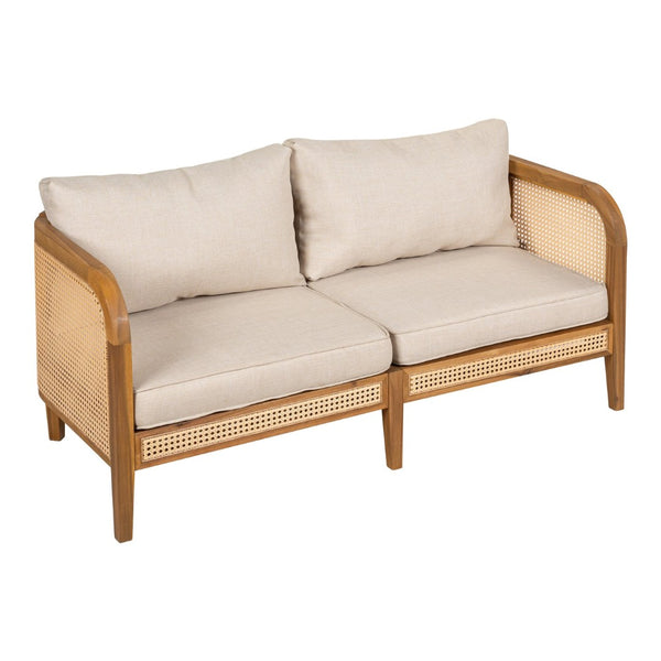 English Elm Kirkby Acacia Wood Rattan 3 Piece Outdoor Chat Set with Cushioned Club Chairs KIRKBY 3PCS CHAT SET