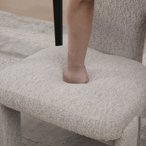 English Elm 22.05" Modern Upholstered Chenille Dining Chair Set of 2 with Rubberwood Legs, Armless Curved Back Elegant Seating Beige W3189P351608