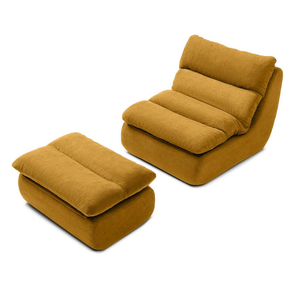 English Elm 32" Tufted Foam Chaise Lounge with Matching Ottoman for Adults Bedroom Living Room Yellow W1117P436330