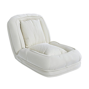 English Elm Upholstered Corduroy Floor Lounger Foldable Sofa Bed with 5 Reclining Positions Off White W2699P410740
