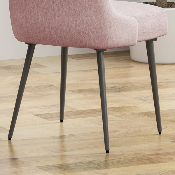 English Elm Christopher Knight Home® - DINING Chair Set of 2 Upholstered Modern Curved Back Dining Chairs with Powder-Coated Metal Legs Blush 62218.00LBLSH