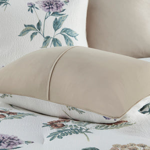 English Elm 7 Piece Seersucker Comforter Set With Throw Blanket In Taupe & Blush - Cozy Cottage Chic Style B035P266669