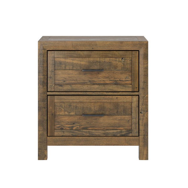 English Elm Wallace & Bay - Brown 2-Drawer Nightstand - Rustic Solid Wood With Caramel Finish For Cozy Bedroom Storage B2709P212338-GIGA