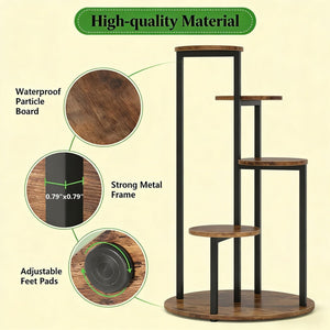English Elm Sturdy Rotating Corner Plant Stand Four Tier Metal Frame for Indoor Living Spaces T3971P458237