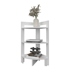 English Elm Gisela Modern Corner Shelf Three-Tier Space-Saving Display Unit for Books Decor and Storage White 34.2 L x 16.9 W x 2.8 H B128P237170