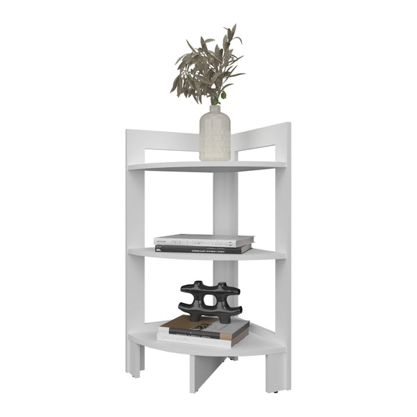 English Elm Gisela Modern Corner Shelf Three-Tier Space-Saving Display Unit for Books Decor and Storage White 34.2 L x 16.9 W x 2.8 H B128P237170
