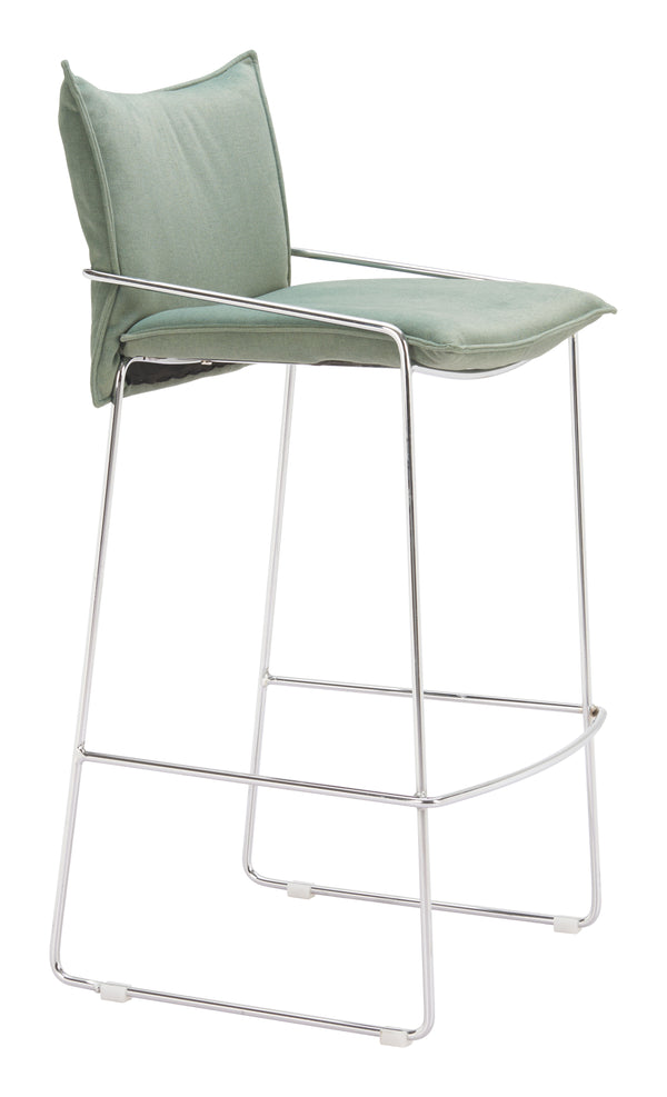Zuo Modern Pola Barstool - Chic Faux Leather Seating With Plywood And Chrome Steel For Modern Hospitality Spaces Green 100% Polyester,Plywood,Steel 110877-zuo-modern