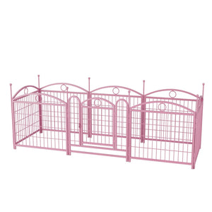 English Elm Dog Playpen 8 Panel Heavy Duty Iron Pet Enclosure Foldable Indoor Outdoor Exercise Pen Pink W368P233998