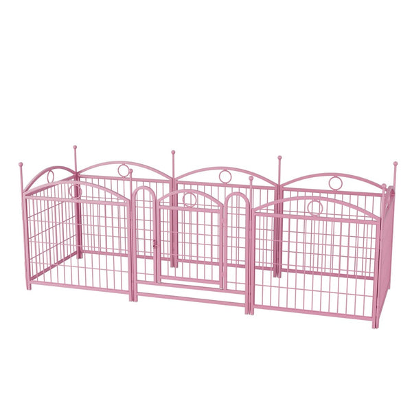 English Elm Dog Playpen 8 Panel Heavy Duty Iron Pet Enclosure Foldable Indoor Outdoor Exercise Pen Pink W368P233998