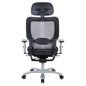 OSP Home Furnishings Air Grid Big and Tall Executive Chair with Breathable Mesh Lumbar Support and Synchro Tilt 63-11A653RHM