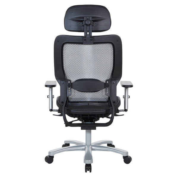 OSP Home Furnishings Air Grid Big and Tall Executive Chair with Breathable Mesh Lumbar Support and Synchro Tilt 63-11A653RHM