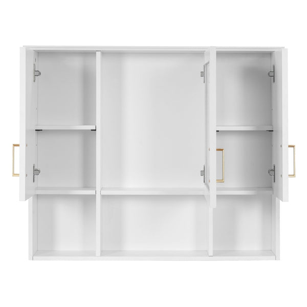 English Elm 35 Inch Wall Mount Medicine Cabinet Soft Close Mirror Storage for Modern Bathroom White N710P389453K