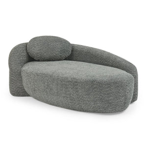 English Elm Modern Oval Bouclé Lounge Chair with Sculpted Armrest for Bedroom or Living Room Dark Gray W487P456131