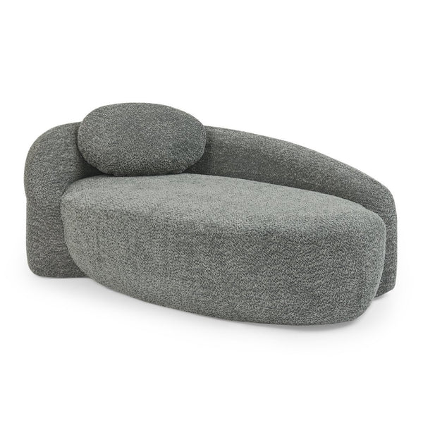 English Elm Modern Oval Bouclé Lounge Chair with Sculpted Armrest for Bedroom or Living Room Dark Gray W487P456131