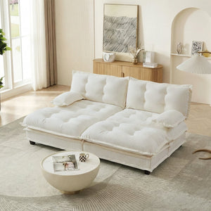 English Elm 77" Chenille Modular Cloud Sofa Plush Deep Seat Sectional with Ottomans for Living Room Beige W714S01676