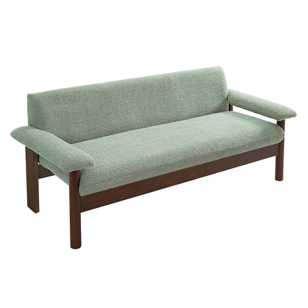 English Elm Modern Berber Fleece 2 Seat Loveseat Rubberwood Base Plush Armrest Couch for Apartments Green N763S000050F