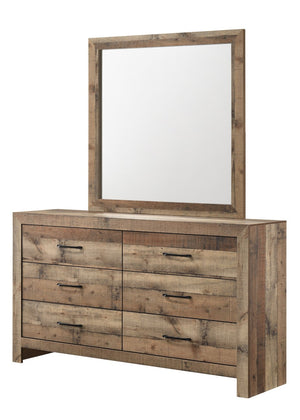 English Elm 1pc Six Drawer Reclaimed Plank Dresser Warm Brown Wood Grain Farmhouse Bedroom B2741P484438