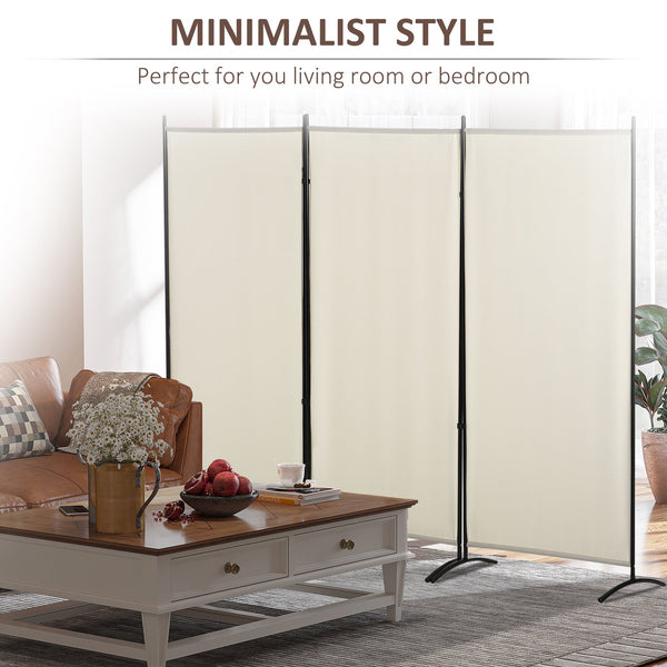 English Elm HOMCOM 6' 3-Panel Room Divider Folding Privacy Screen, Beige Polyester, Metal Frame, Portable Elegant Room Partition 99.5" x 71.75" W2225P173944