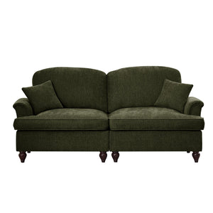 English Elm Elegant Mid Century Two-Seater Sofa With Removable Ruffles, Flared Arms & Plush Chenille Comfort W3041S00263