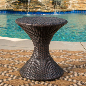 Christopher Knight Home® - Noble House - Franklin Outdoor 16" Multibrown Wicker Hourglass Side Table