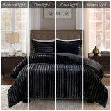 Madison Park Duke Glam/Luxury Faux Fur Comforter Mini Set MP10-3064 Black